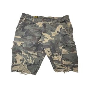 Jordan Craig Mens Camo Cargo Shorts Distressed Frayed Raw Hem Camouflage Size 38